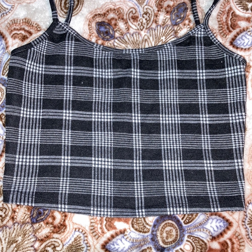 Cropped flannel shirt